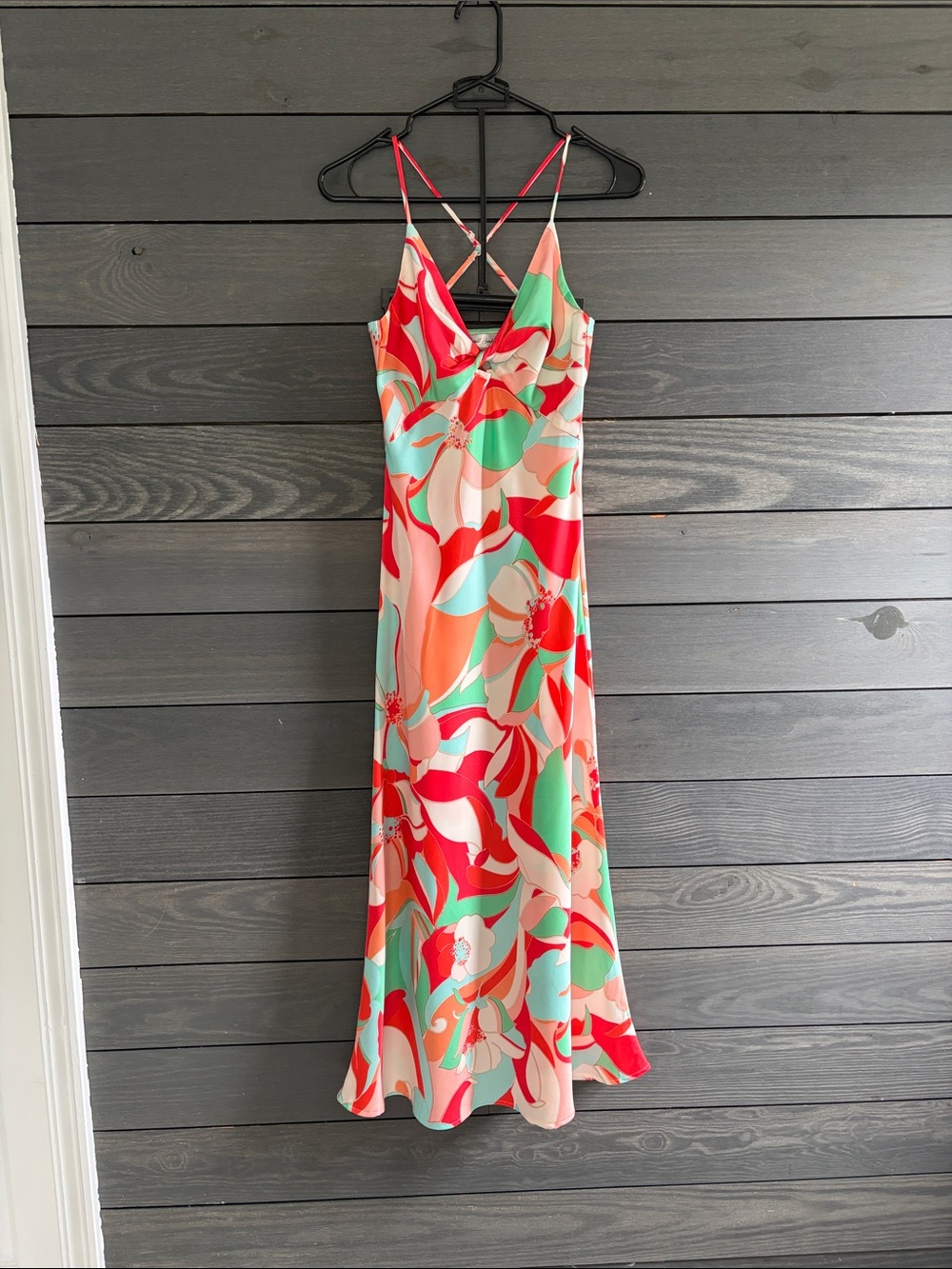 Emerald Sundae Orange, Mint & Coral Slip Maxi Dress